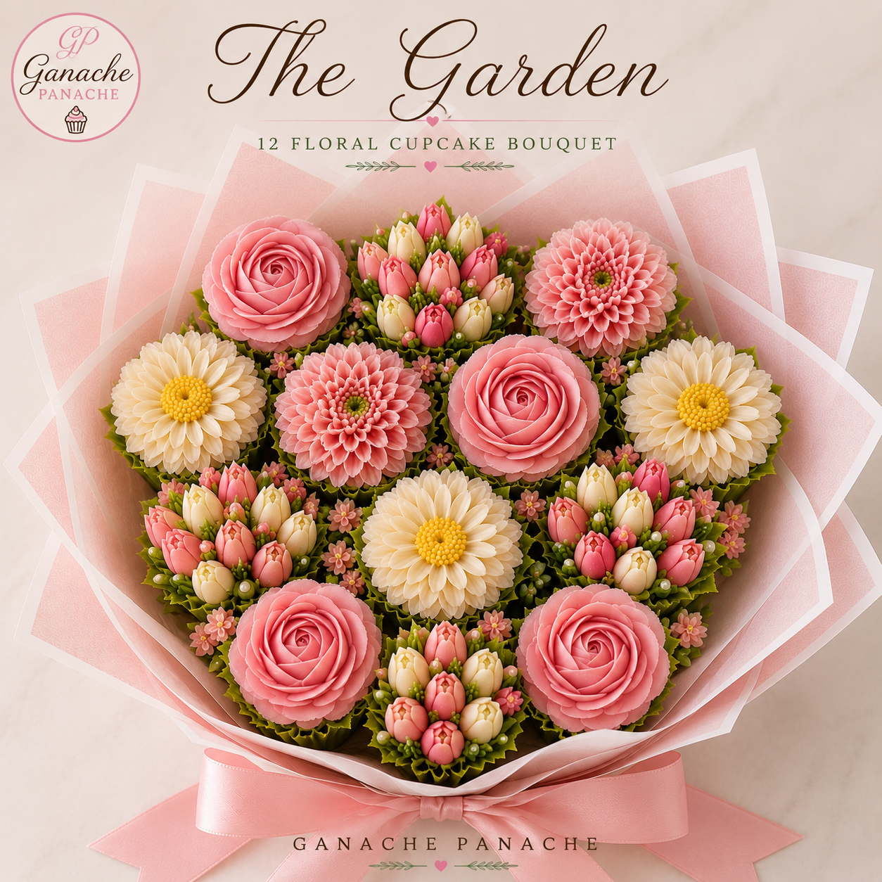 🌿 The Garden (12 Floral Cupcakes)